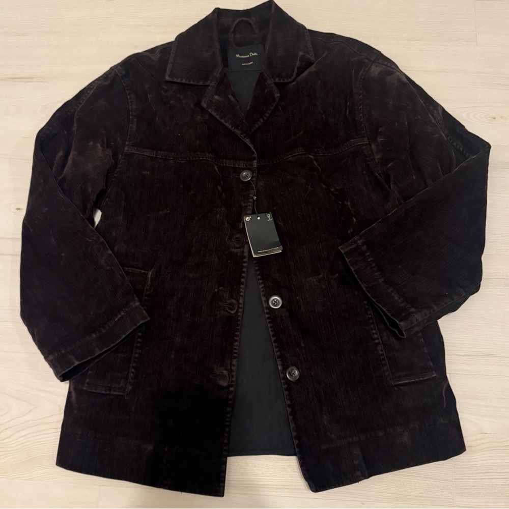 Massimo Dutti Dark Brown Corduroy Overshirt Jacket